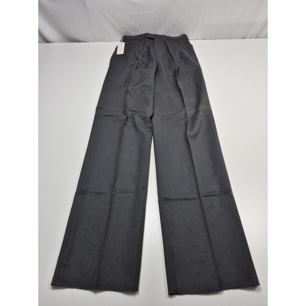 Feldini Dress Pants Mens 31x37 Black Wool Pleated Unhemmed Charcoal NWT FLAW